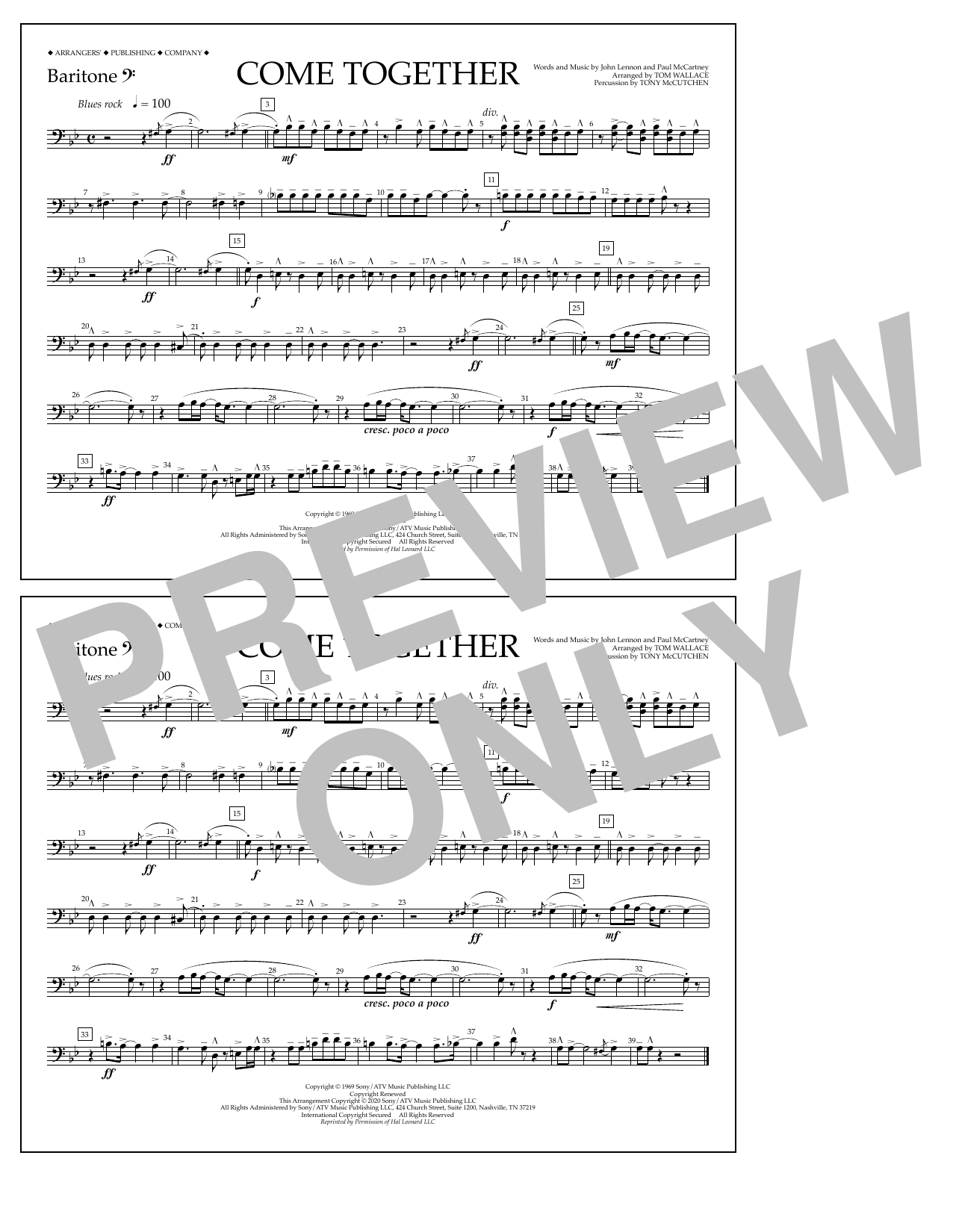 Produktbild zu: Come Together (arr. Tom Wallace) - Baritone B.C.