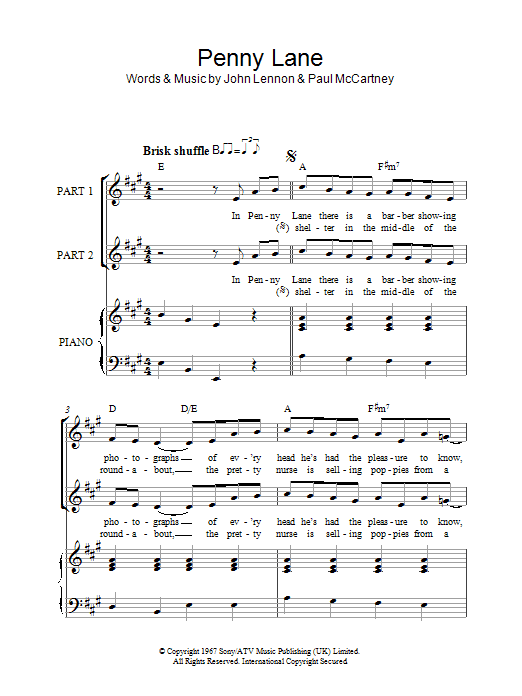 Product picture to: Penny Lane (arr. Rick Hein)
