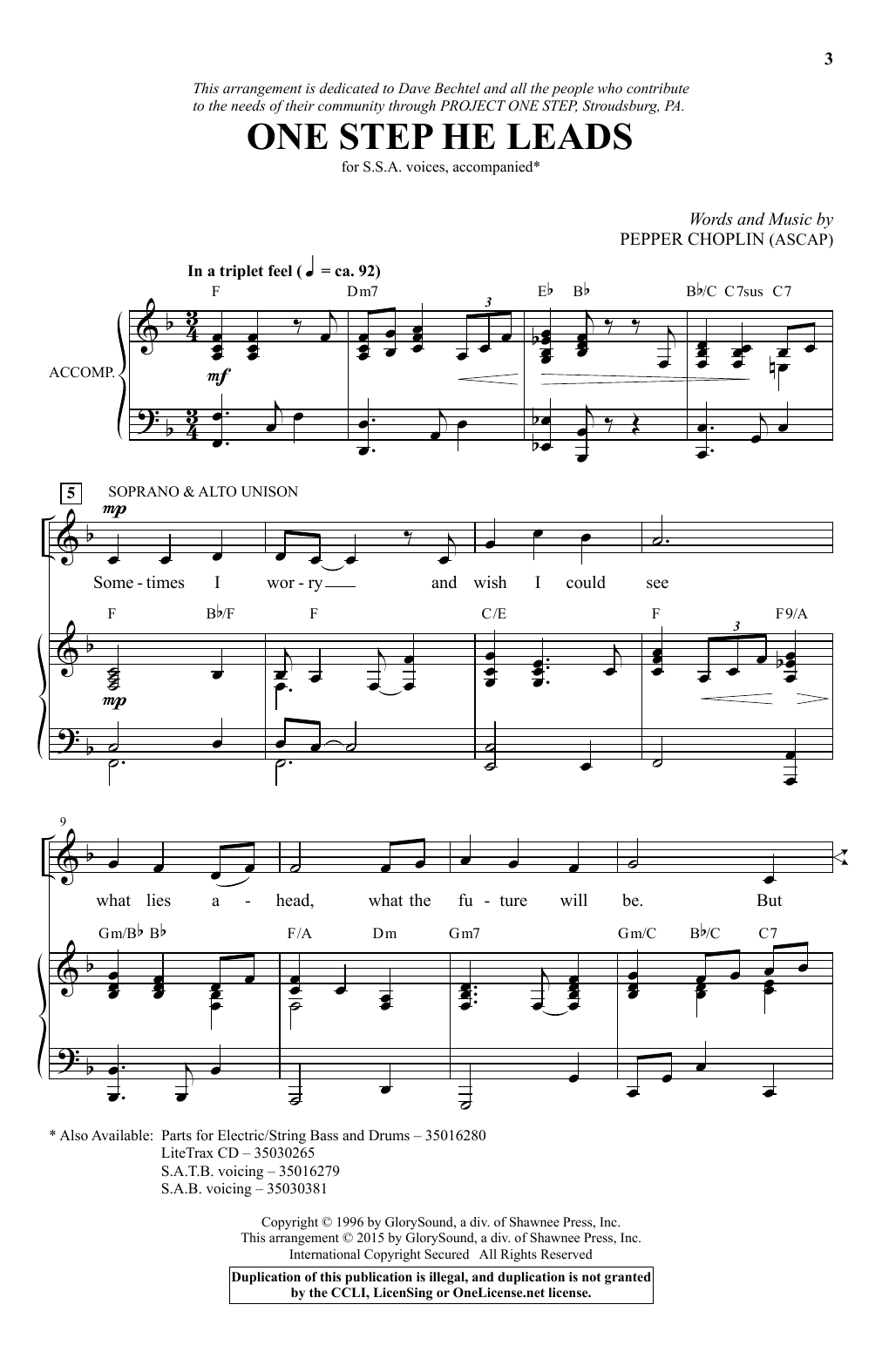 Product picture to:  One Step He Leads - Pepper Choplin