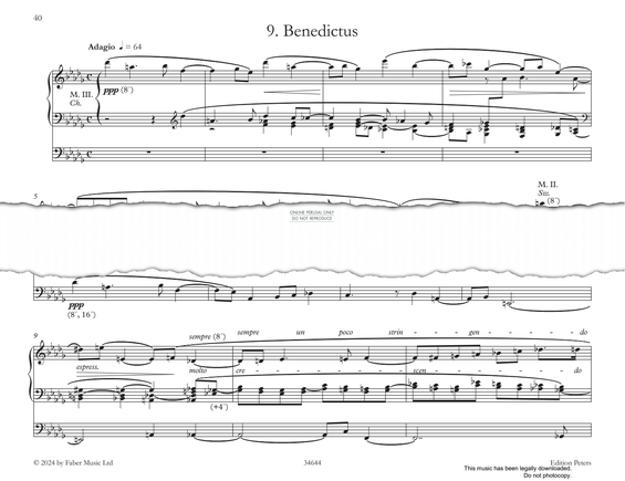 Product gallery: Page 1 of 1 Benedictus (from 'Twelve Pieces' Op.59, Vol II), Max Reger