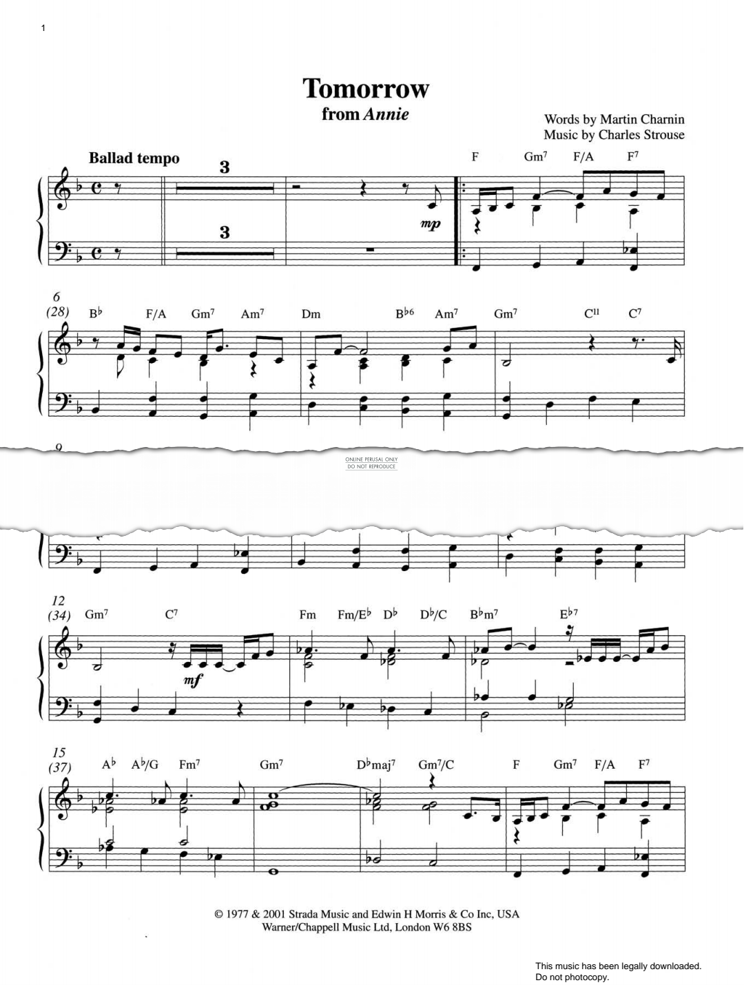 Produktbild zu: Tomorrow (from "Annie")