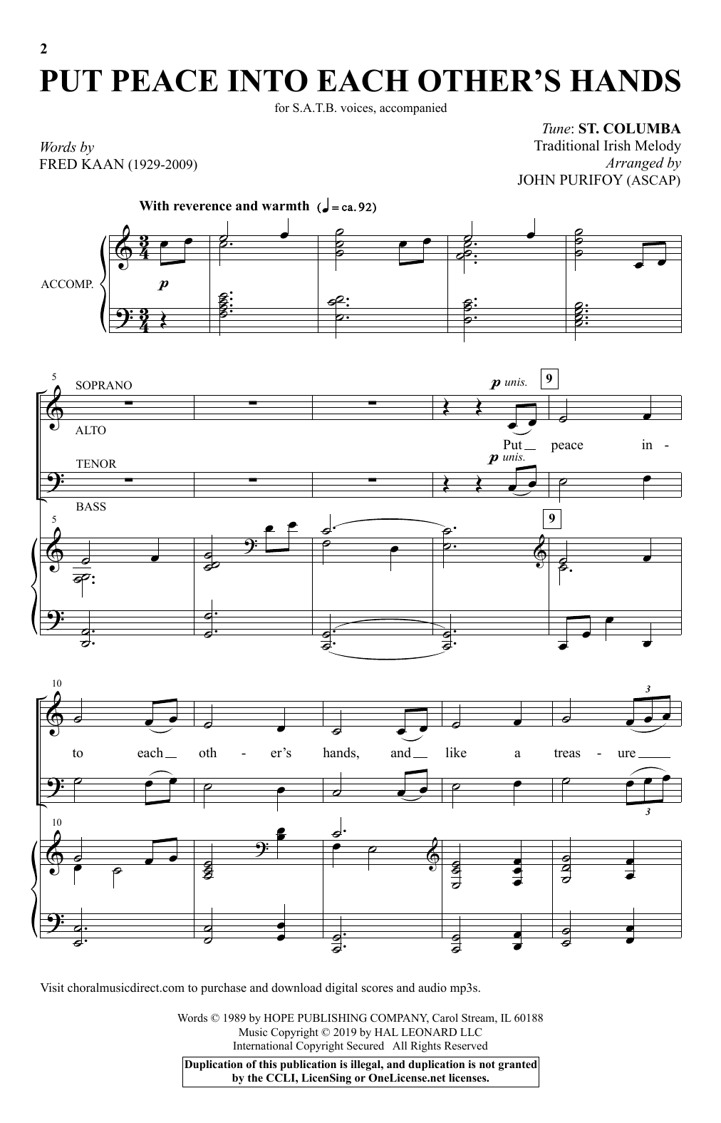 Produktbild zu: Put Peace Into Each Other's Hands (arr. John Purifoy)