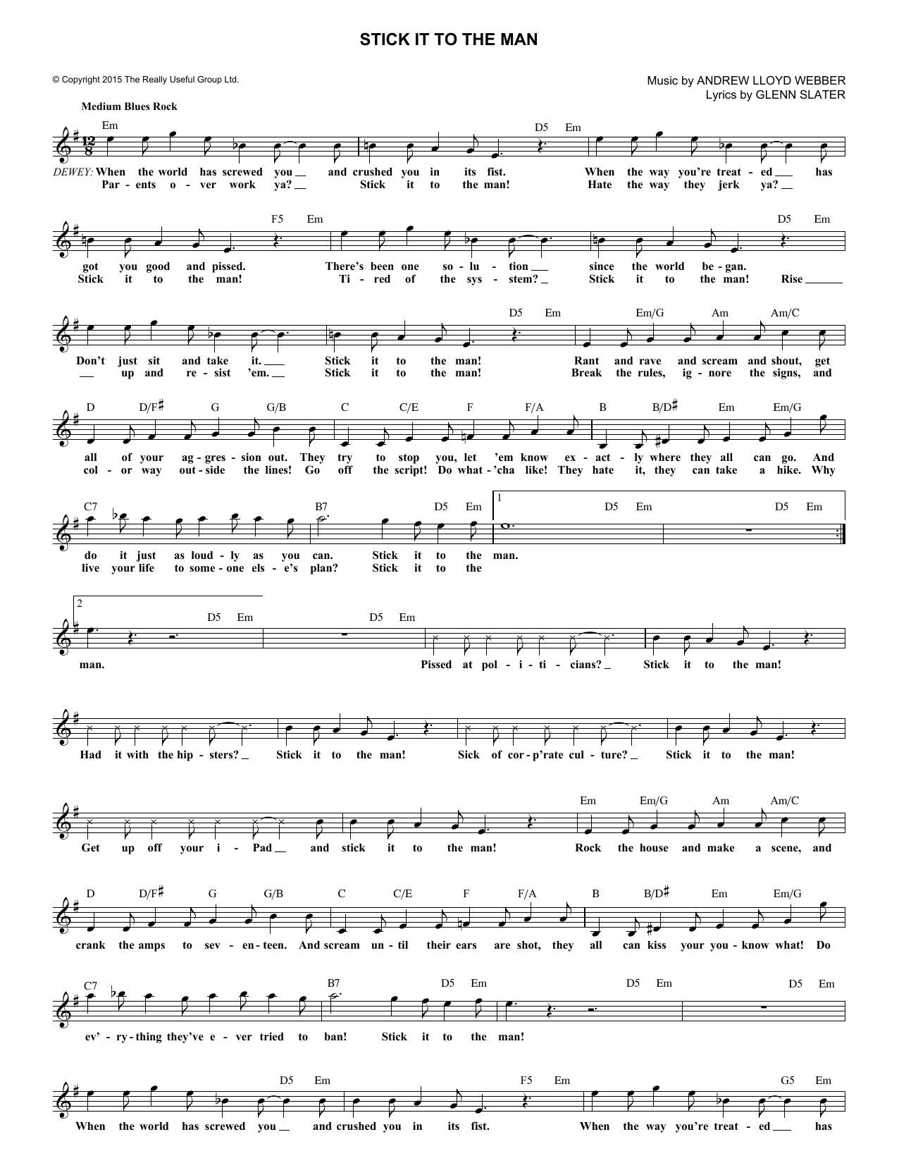 Produktbild zu: Stick It To The Man (from School of Rock: The Musical)