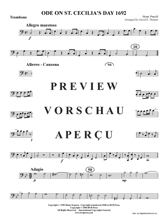Produktgalerie: Seite 15 von 16 Ode on St. Cecilia's Day, HWV 76, , (2xTrompete in B, Horn in F, Posaune)