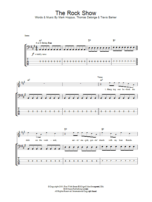 Produktgalerie: Seite 1 von 1 The Rock Show, Blink-182, E-Bass