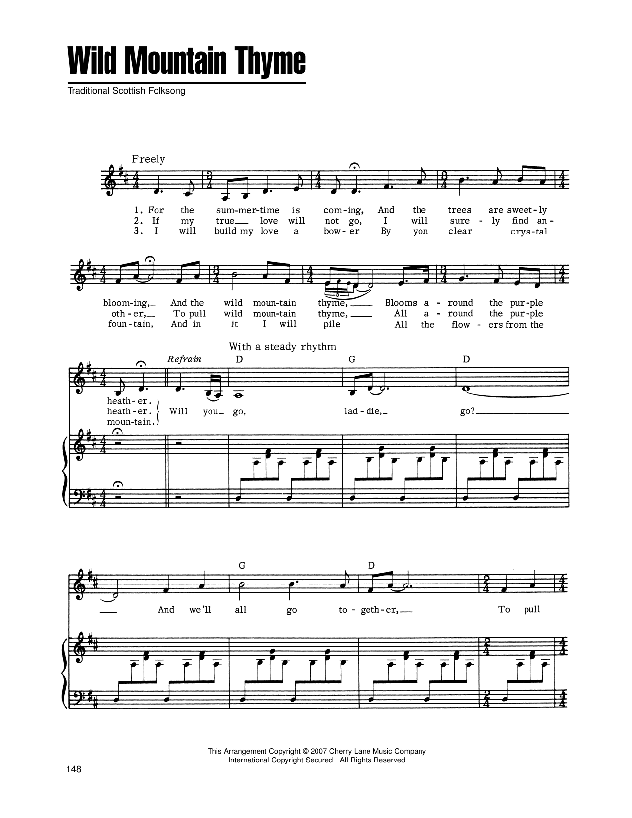Produktgalerie: Seite 1 von 1 Wild Mountain Thyme, Traditional Scottish Folksong, Gesang, Gitarre, Klavier