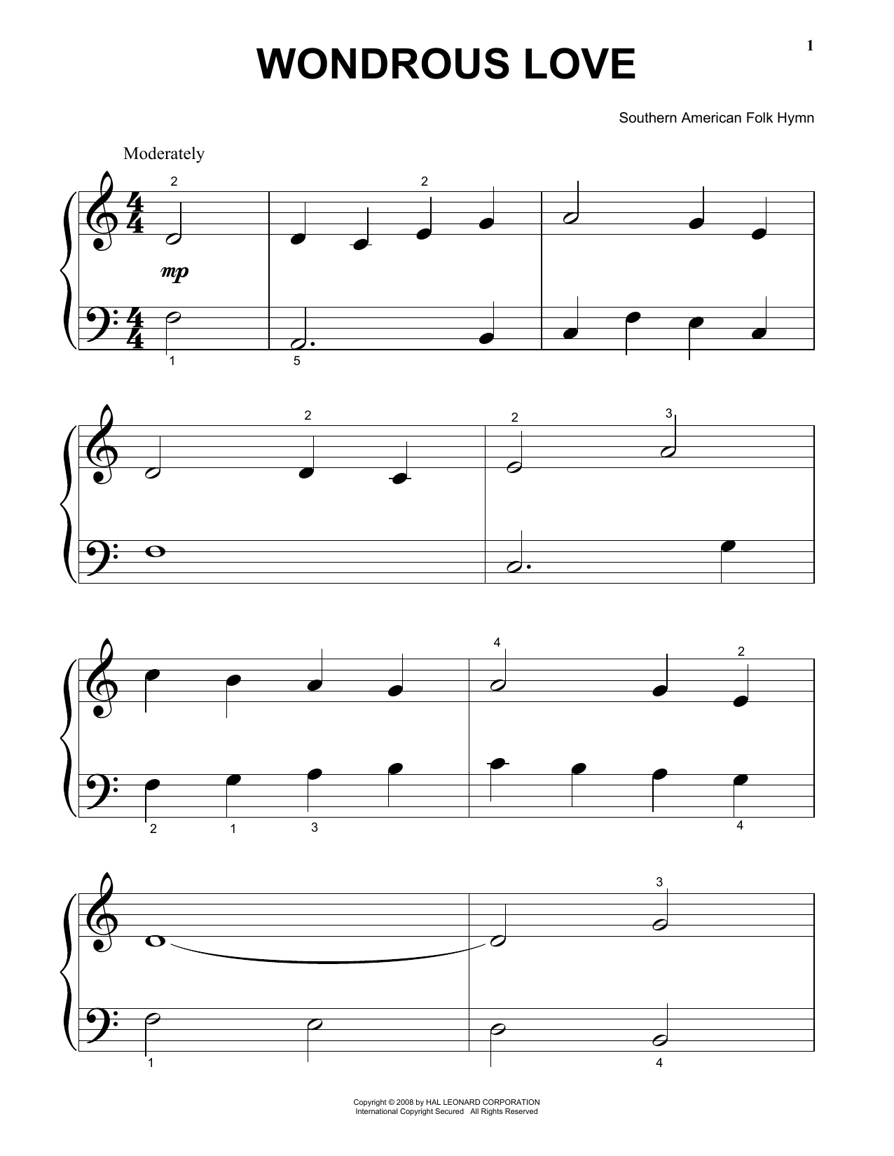 Produktgalerie: Seite 1 von 1 Wondrous Love, Southern American Folk Hymn, Klavier