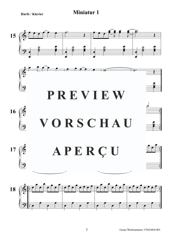 gallery: Miniatur 1, , (Variable instrumentation for harp/piano 1-4 strings)