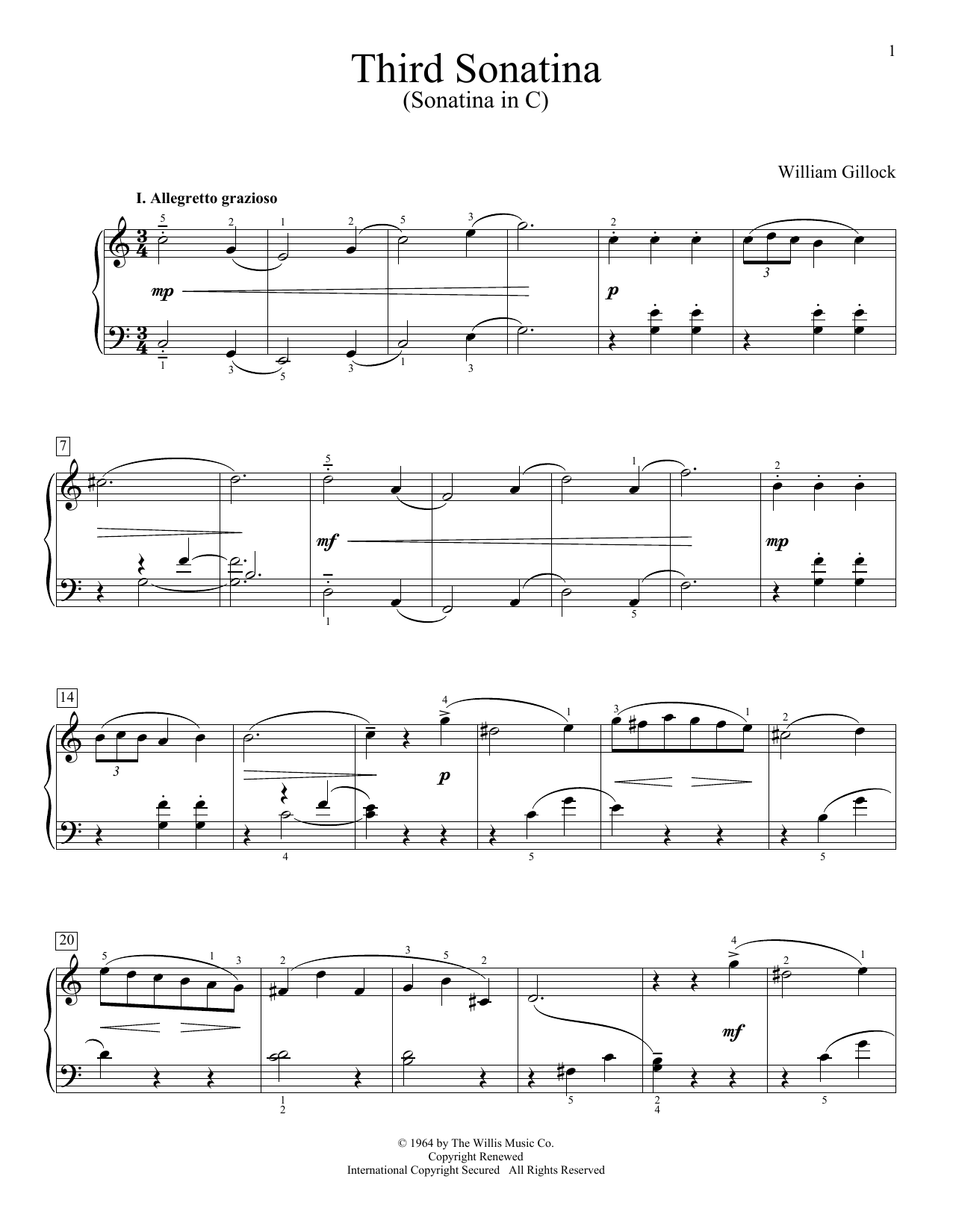 Produktgalerie: Seite 1 von 1 Third Sonatina (Sonatina In C), William Gillock, Klavier