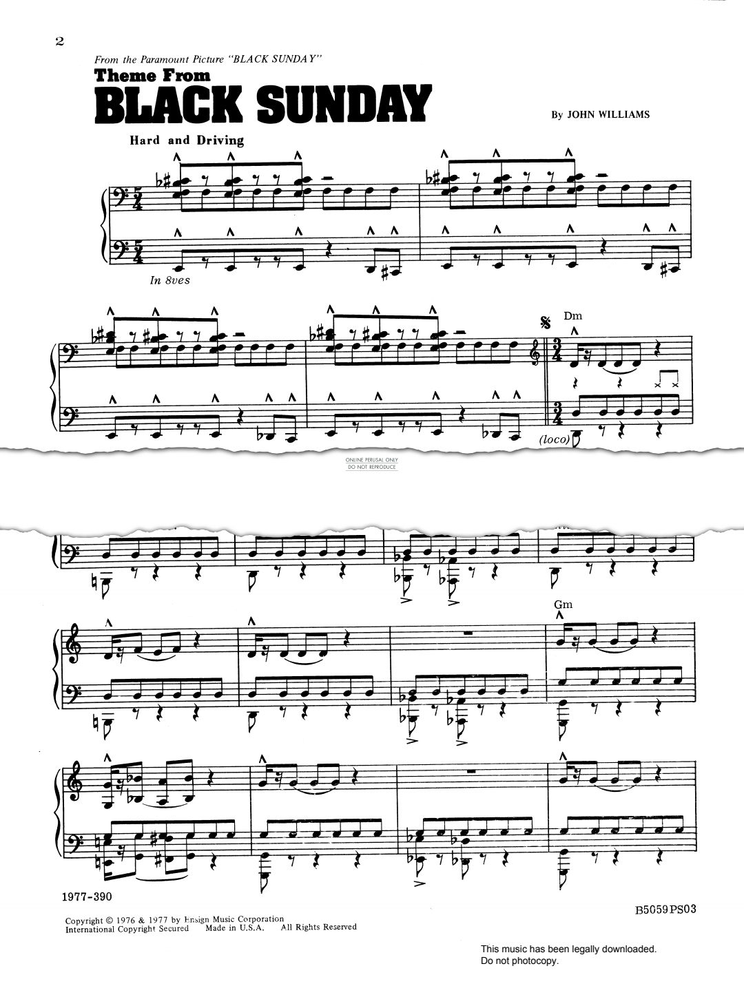 gallery: Theme From Black Sunday, John Williams, Gitarre, Klavier