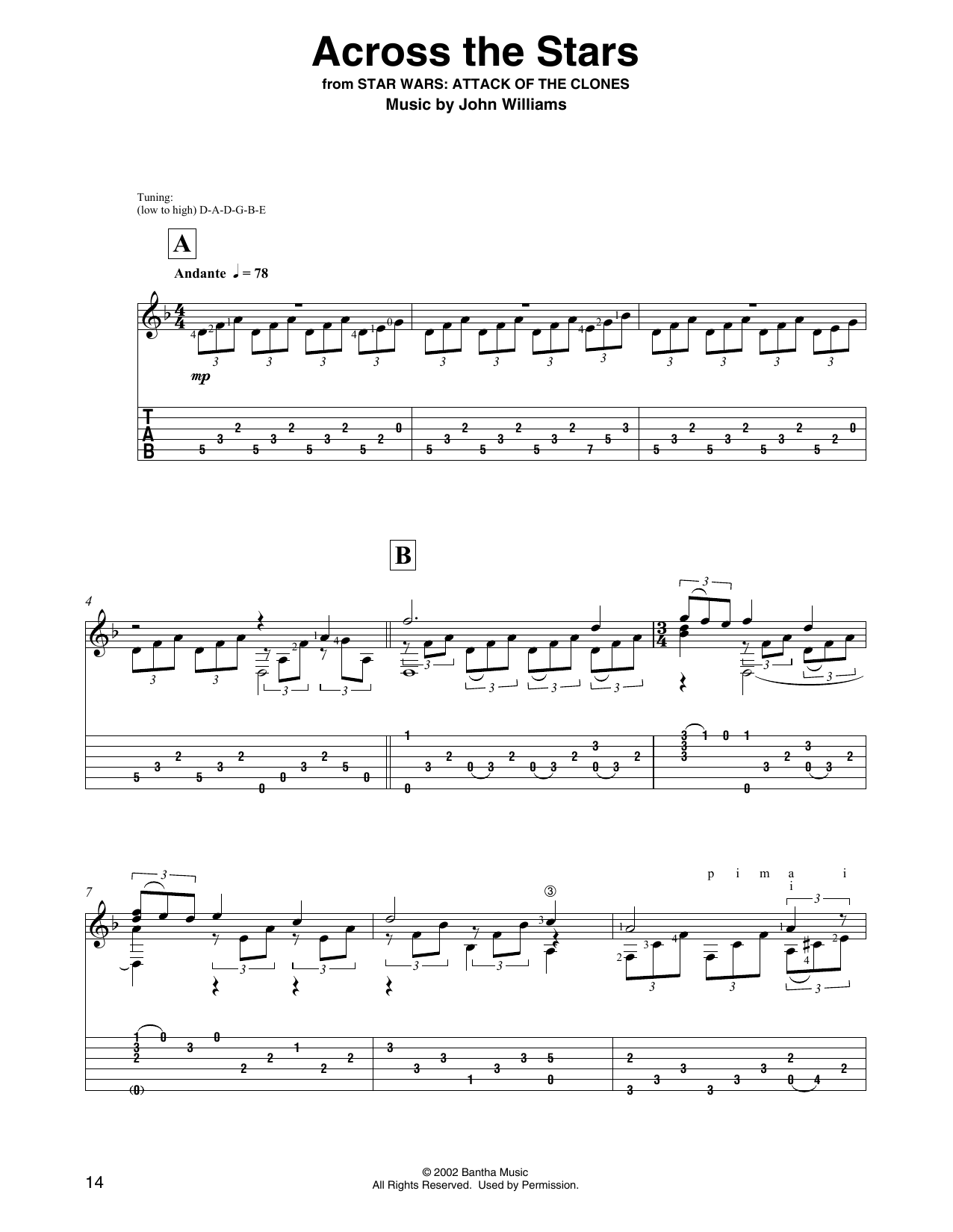 Product picture to: Across The Stars (from Star Wars: Attack Of The Clones) (arr. David Jaggs)