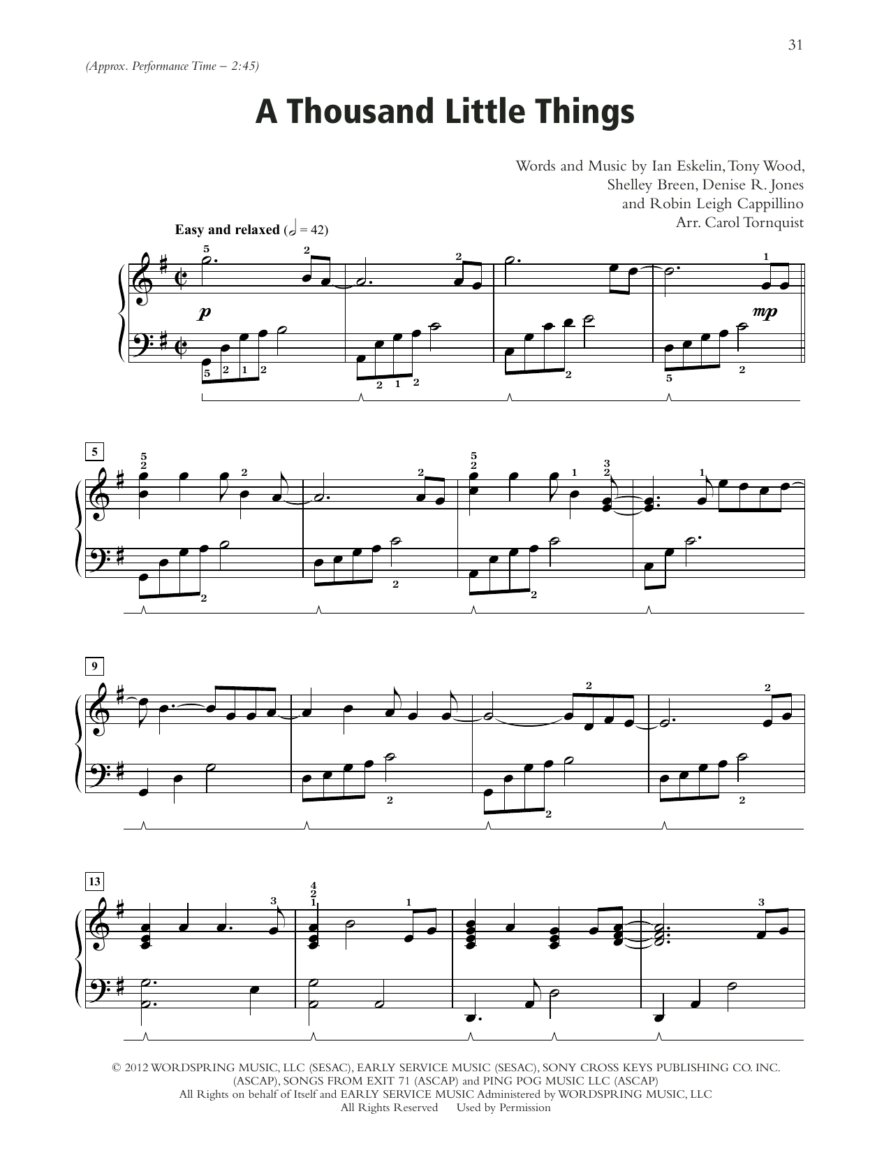 Produktbild zu: A Thousand Little Things (arr. Carol Tornquist)