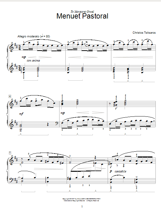 Produktgalerie: Seite 1 von 1 Menuet Pastoral, Christos Tsitsaros, Klavier