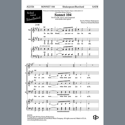 cover: Sonnet 104, Richard Burchard, Chor