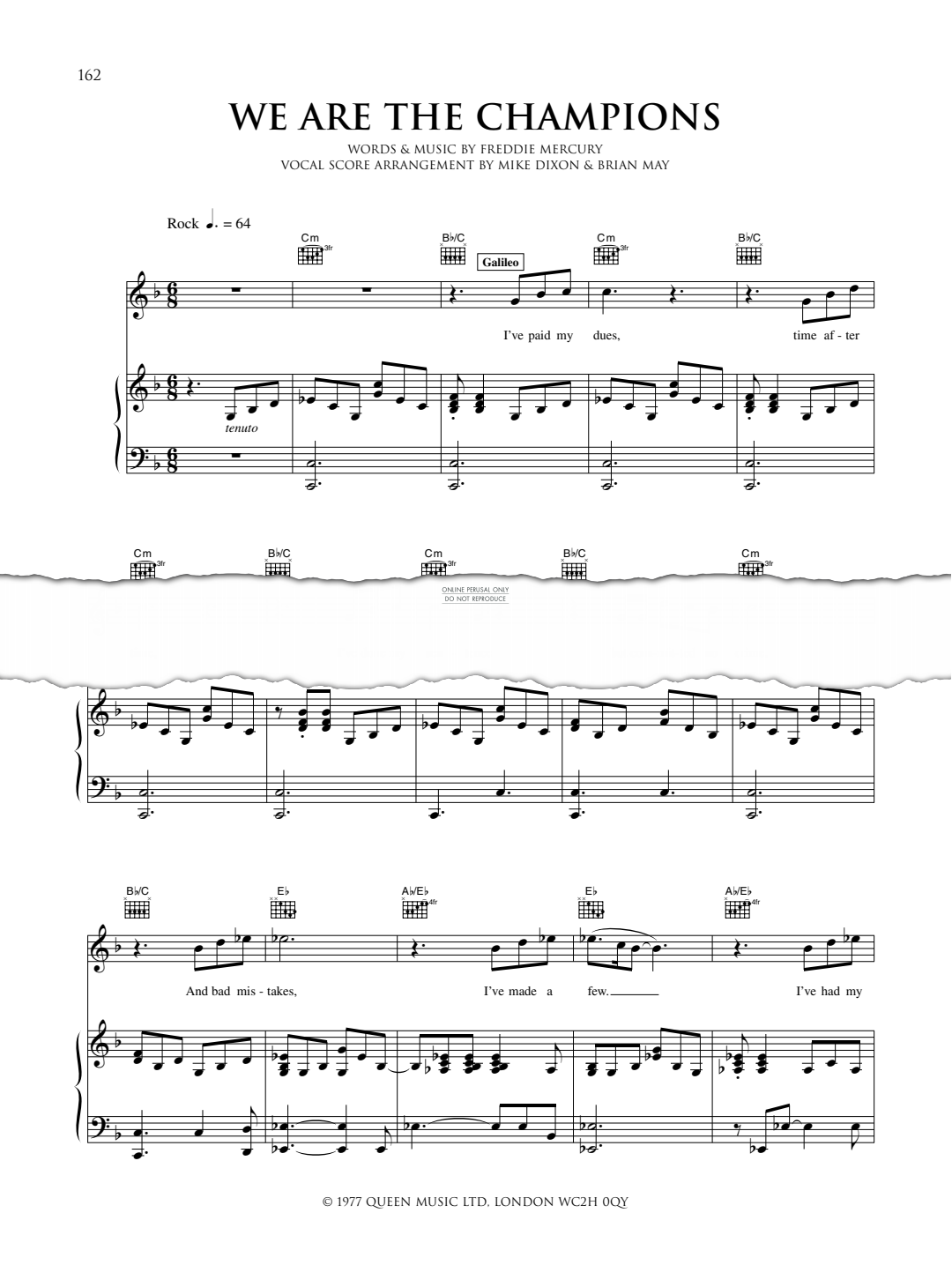 Produktgalerie: Seite 1 von 1 We Are The Champions (from We Will Rock You), We Will Rock You Cast, Gesang, Gitarre, Klavier