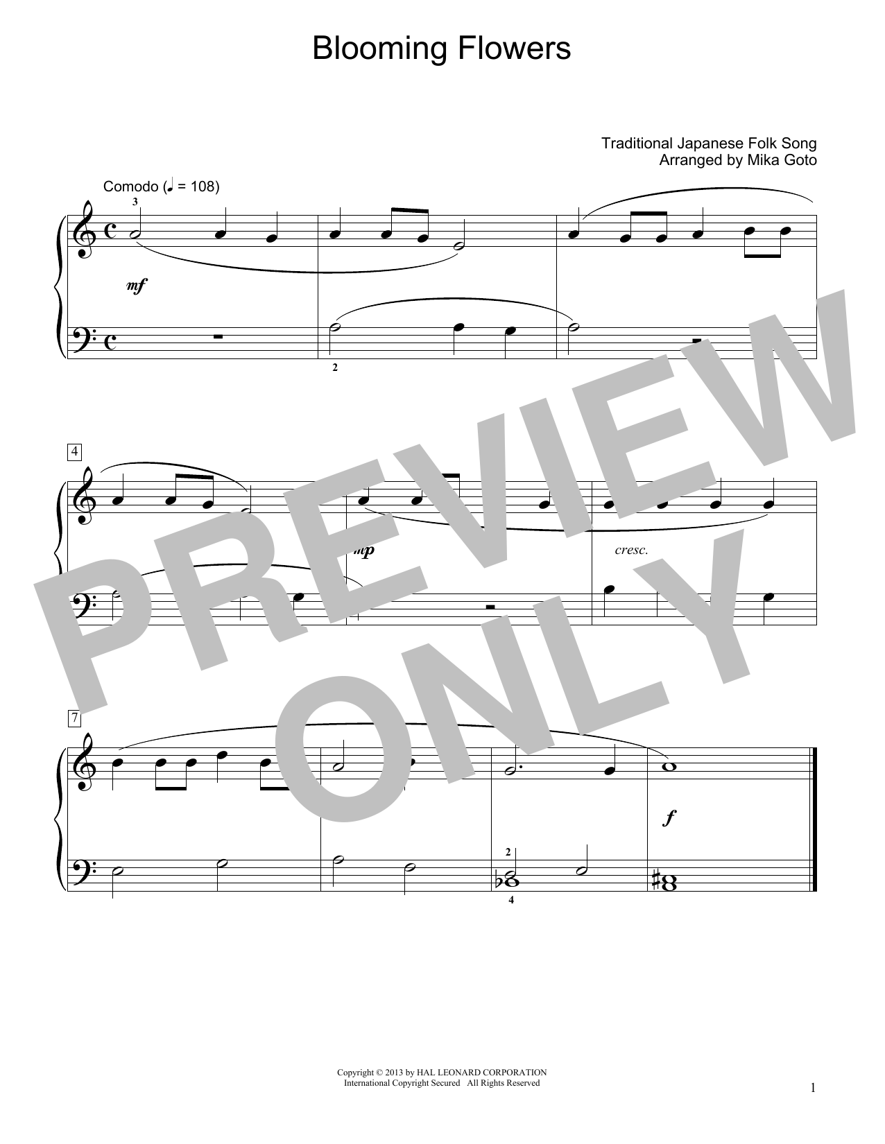 Product gallery: Page 1 of 1 Blooming Flowers (arr. Mika Goto), Traditional Japanese Folk Song