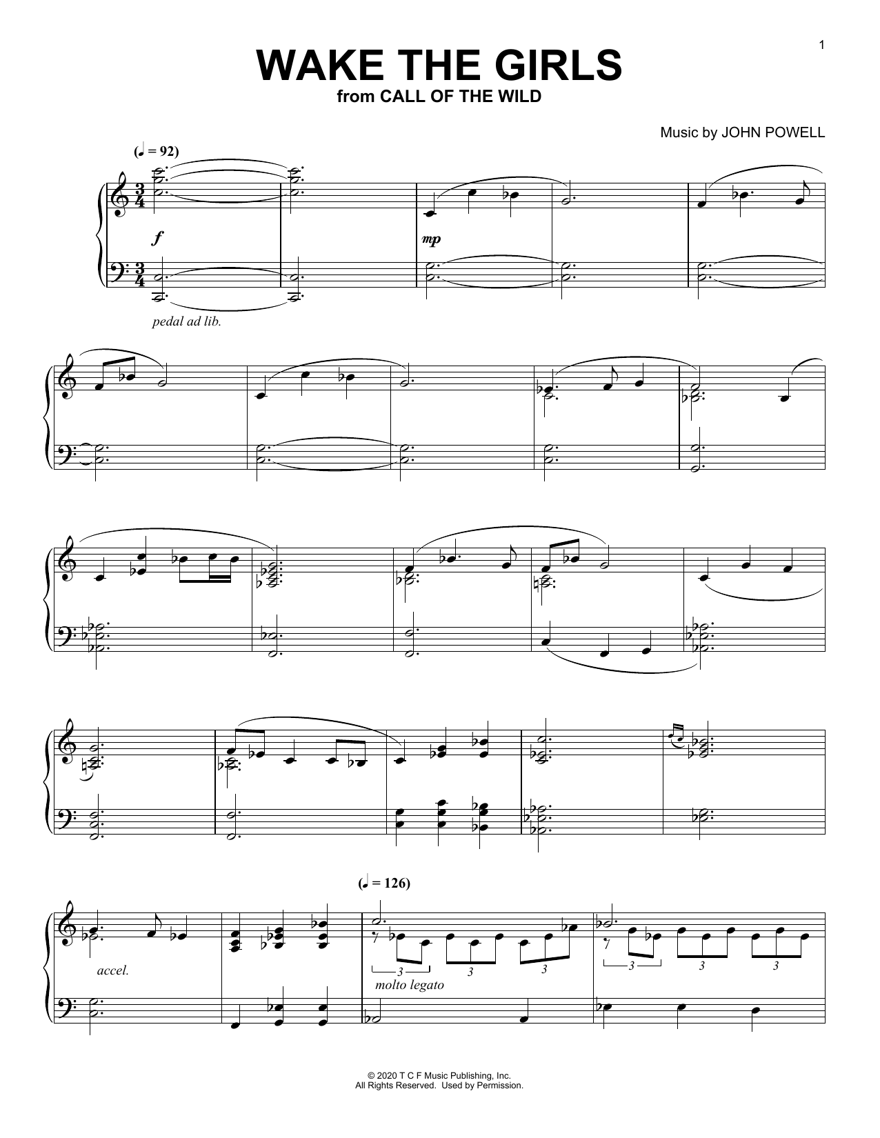 Product gallery: Page 1 of 1 Wake The Girls (from The Call Of The Wild) (arr. Batu Sener), John Powell