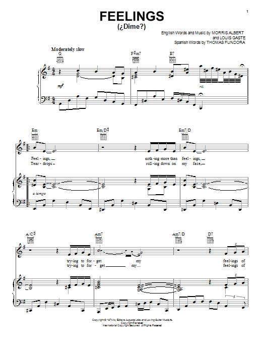 Produktgalerie: Seite 1 von 1 Feelings (Dime), Morris Albert, Gesang, Gitarre, Klavier