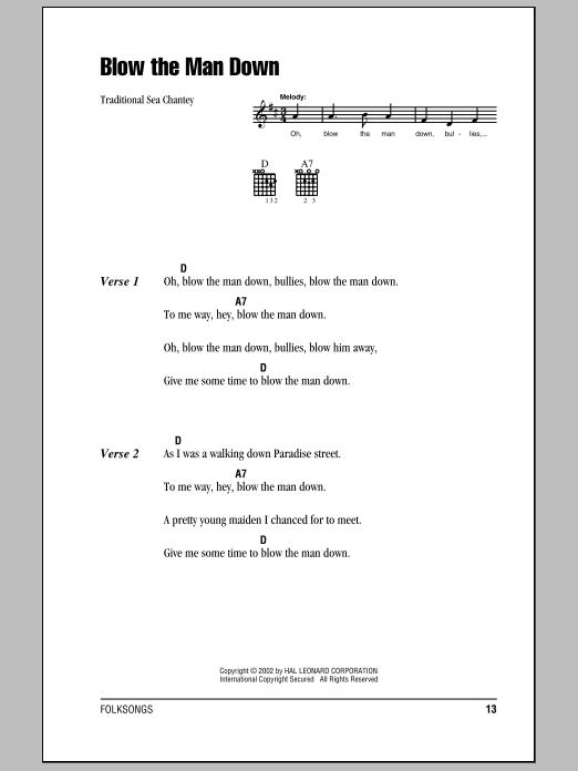 Produktgalerie: Seite 1 von 1 Blow The Man Down, Traditional Sea Chantey, Gitarre