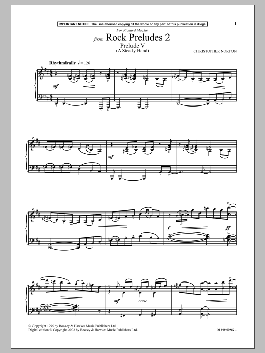 Product gallery: Page 1 of 1 Prelude V (A Steady Hand) (from Rock Preludes 2), Christopher Norton