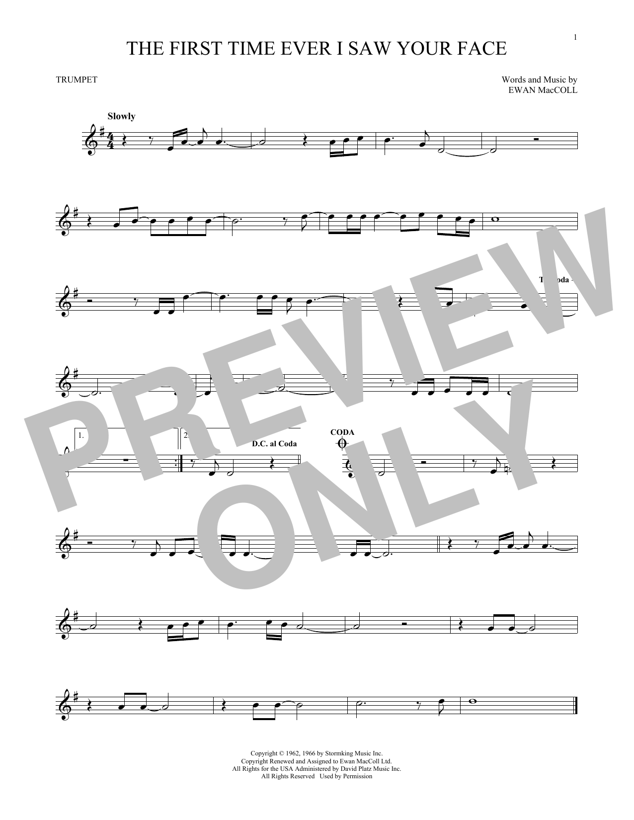 Produktgalerie: Seite 1 von 1 The First Time Ever I Saw Your Face, Roberta Flack, Trompete