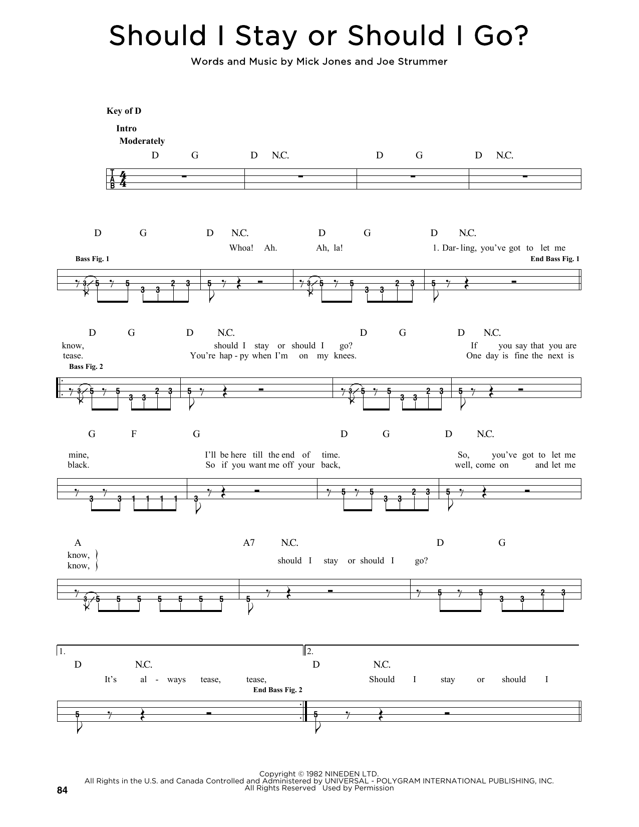 Produktgalerie: Seite 1 von 1 Should I Stay Or Should I Go, The Clash, E-Bass, Gitarre