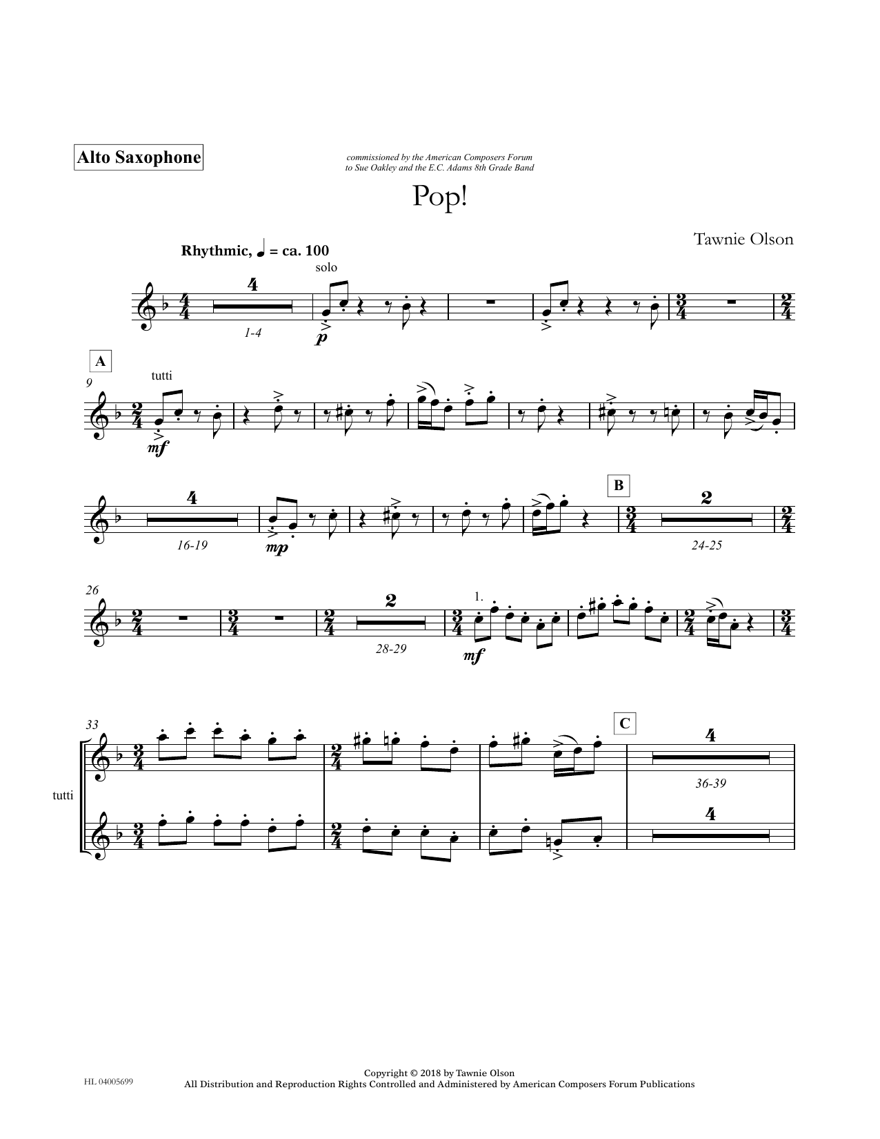 Product picture to: Pop! - Eb Alto Saxophone (Divisi)
