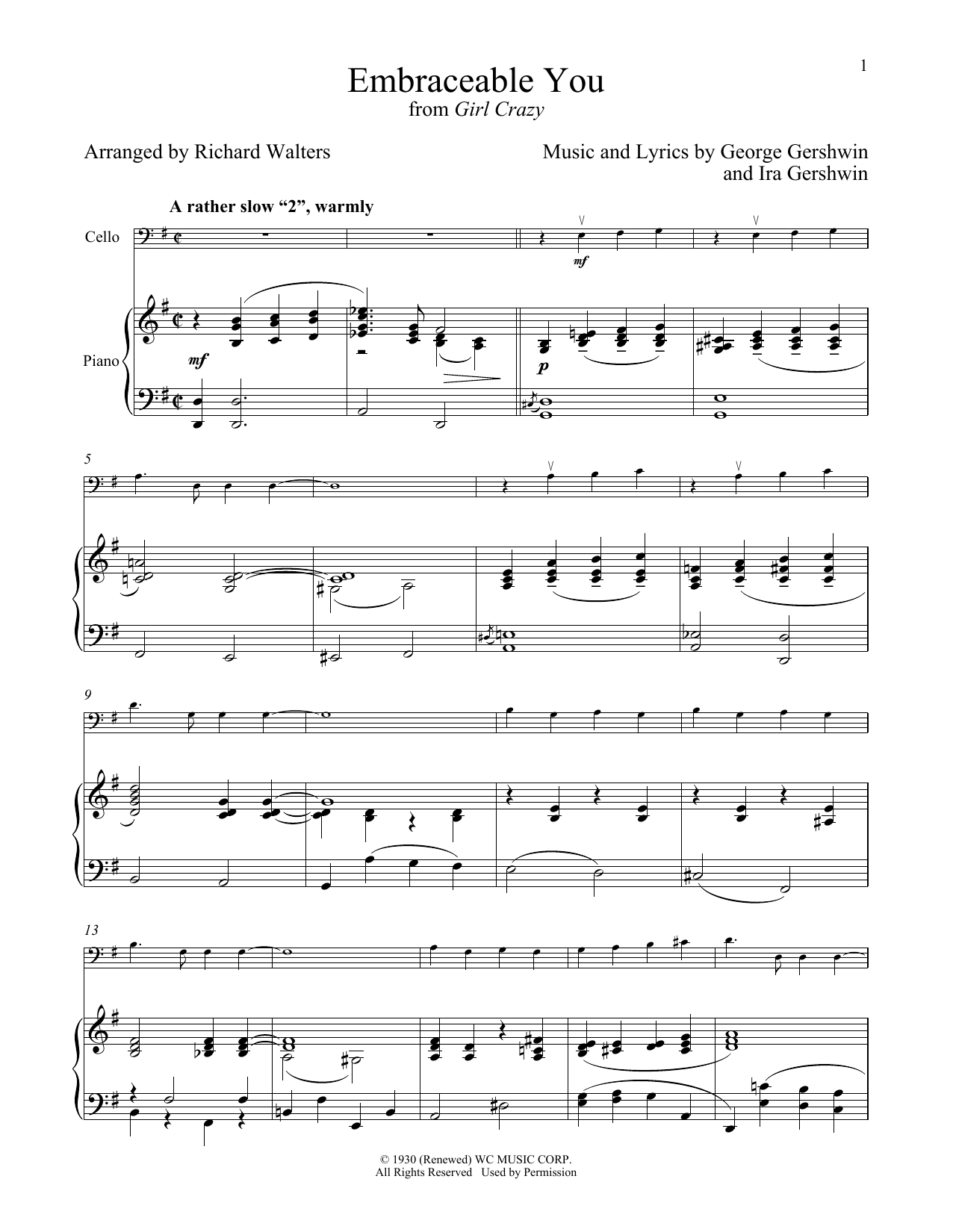 Produktgalerie: Seite 1 von 1 Embraceable You (from Girl Crazy), George Gershwin & Ira Gershwin, Klavier, Violoncello