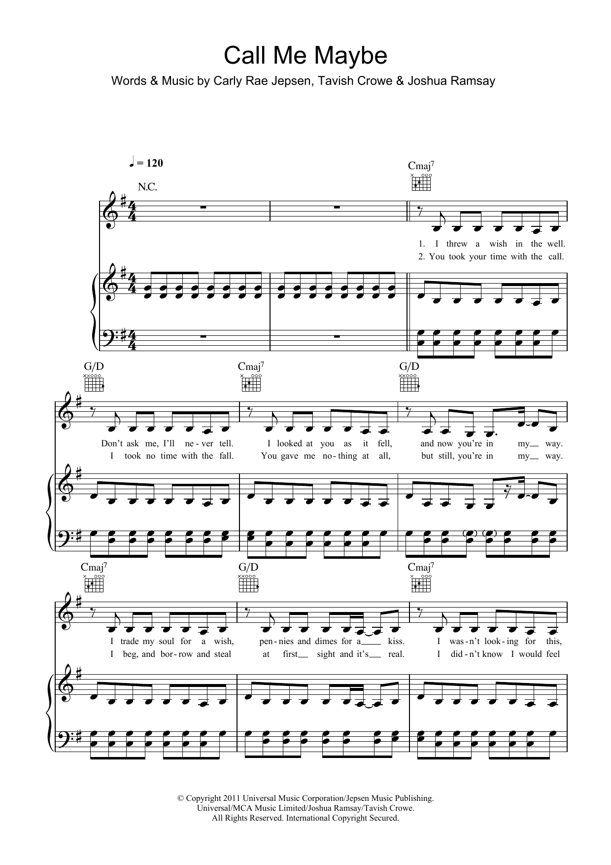 Produktgalerie: Seite 1 von 1 Call Me Maybe, Carly Rae Jepsen, Gesang, Gitarre, Klavier