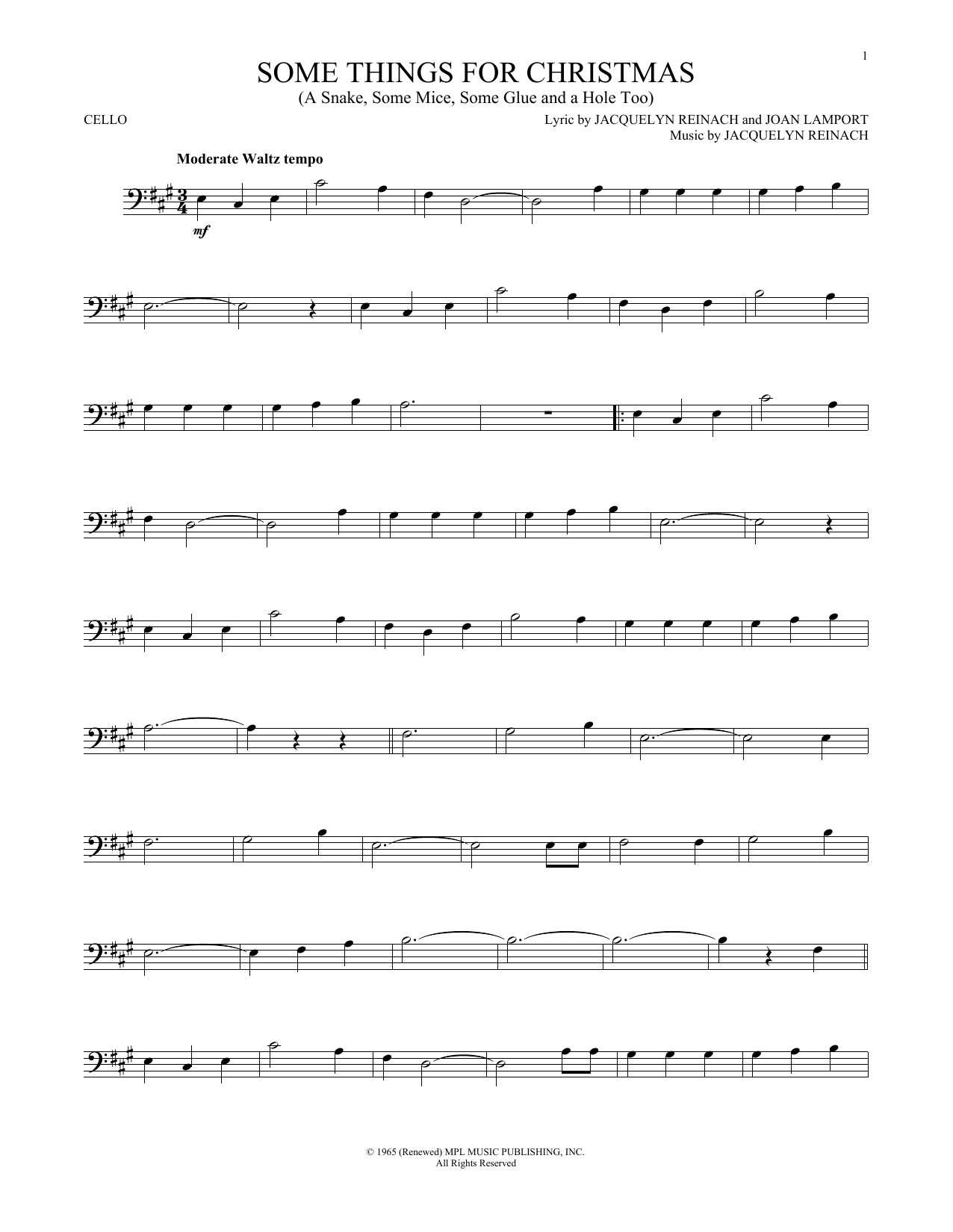 Produktgalerie: Seite 1 von 1 Some Things For Christmas (A Snake, Some Mice, Some Glue And A Hole Too), Joan Lamport, Violoncello