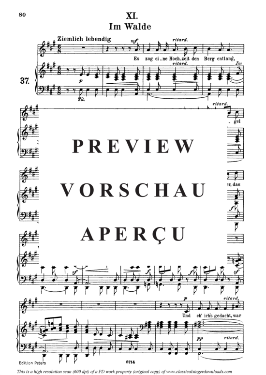 Product gallery: Page 2 of 3 Im Walde, Op.39 No.11, , Medium Voice and Piano