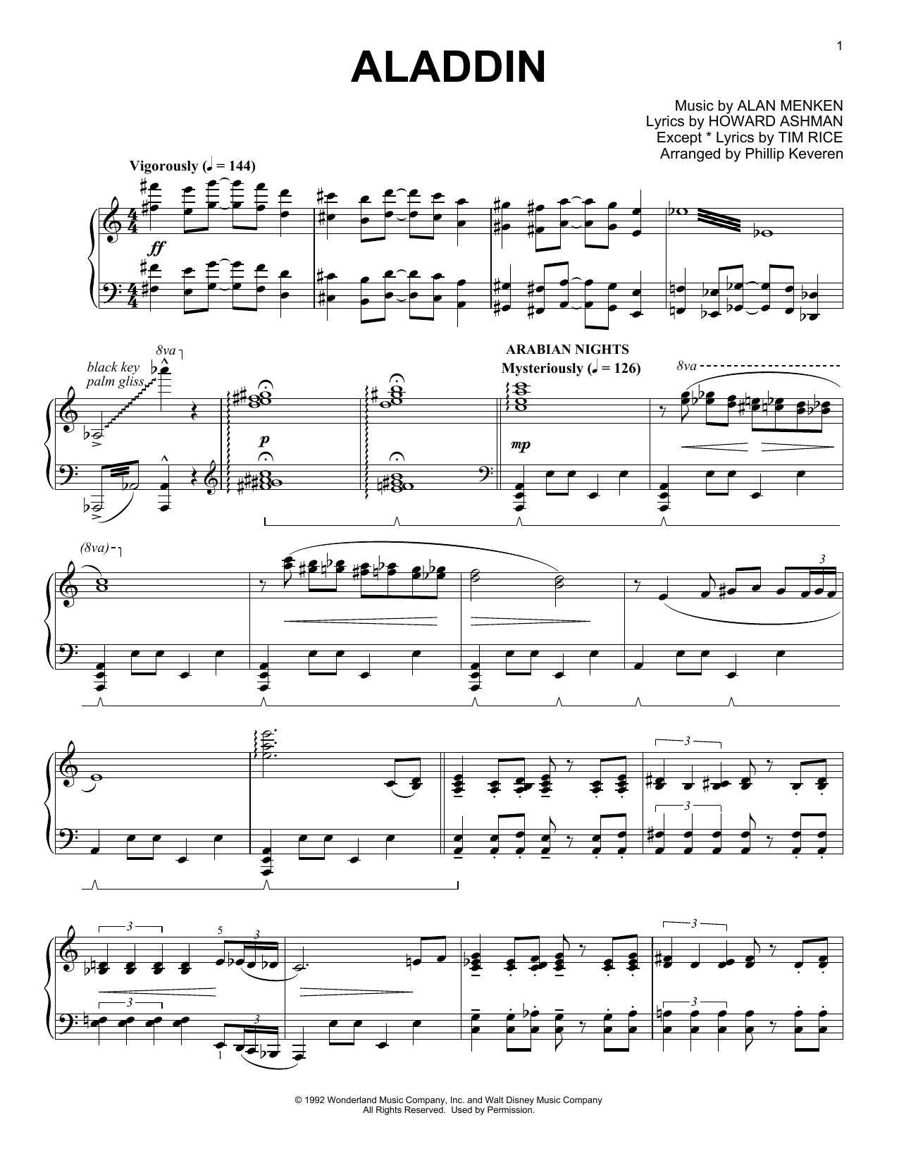 Produktbild zu: Aladdin Medley (arr. Phillip Keveren)
