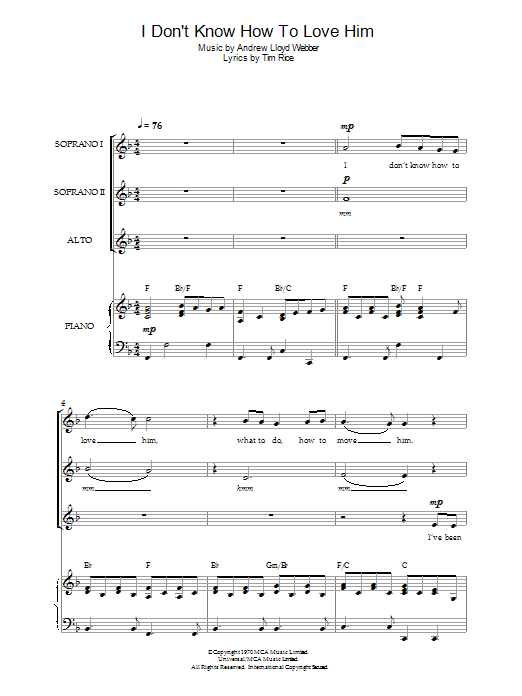 Produktgalerie: Seite 1 von 1 I Don't Know How To Love Him (from Jesus Christ Superstar) (arr. Jeremy Birchall), Andrew Lloyd Webber, Chor