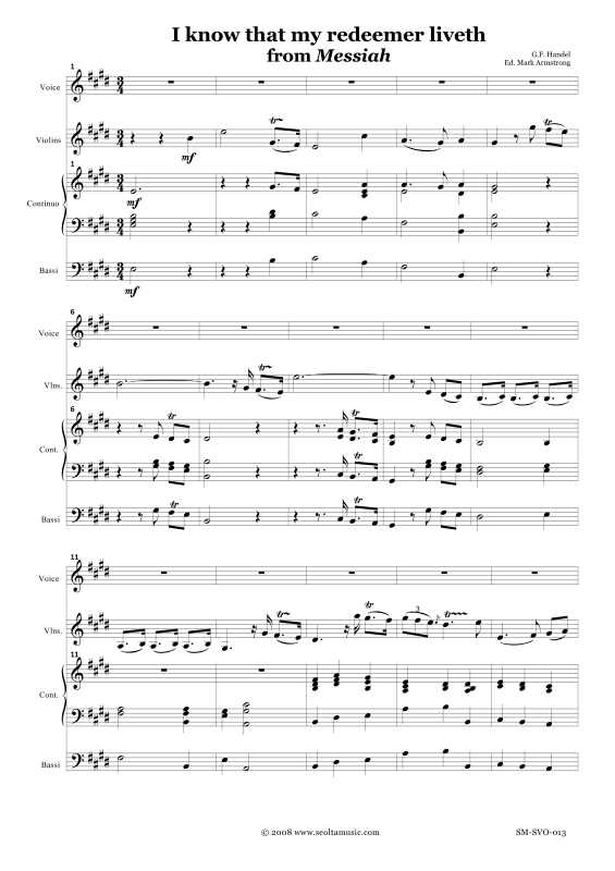 Product picture to: I know that my redeemer liveth (from Messiah)Georg Friedrich Händel