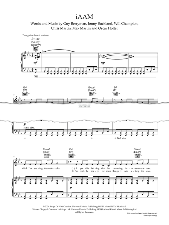 Produktgalerie: Seite 1 von 1 iAAM, Coldplay, Gesang, Gitarre, Klavier