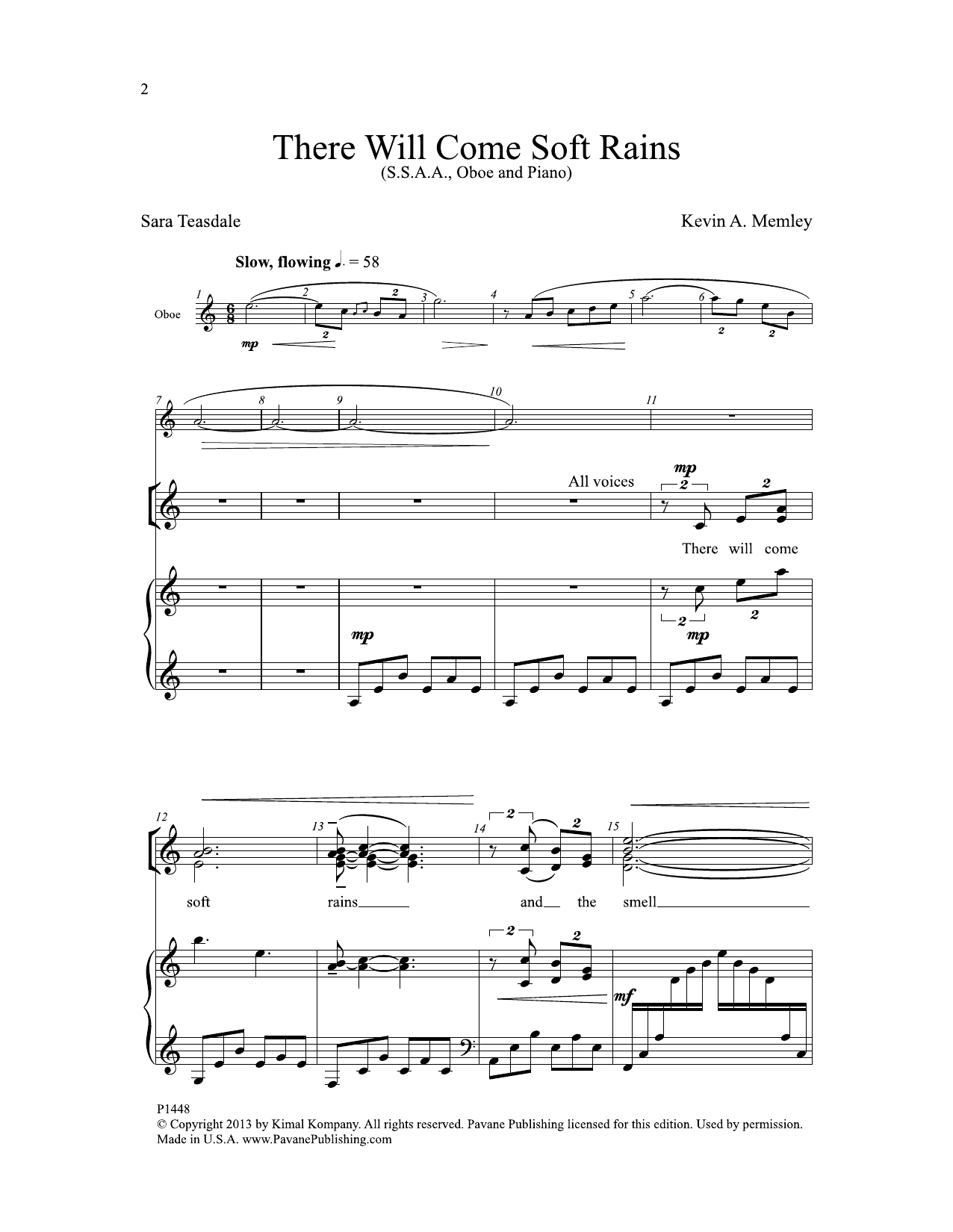 Produktgalerie: Seite 1 von 1 There Will Come Soft Rains (of War), Sara Teasdale, Chor