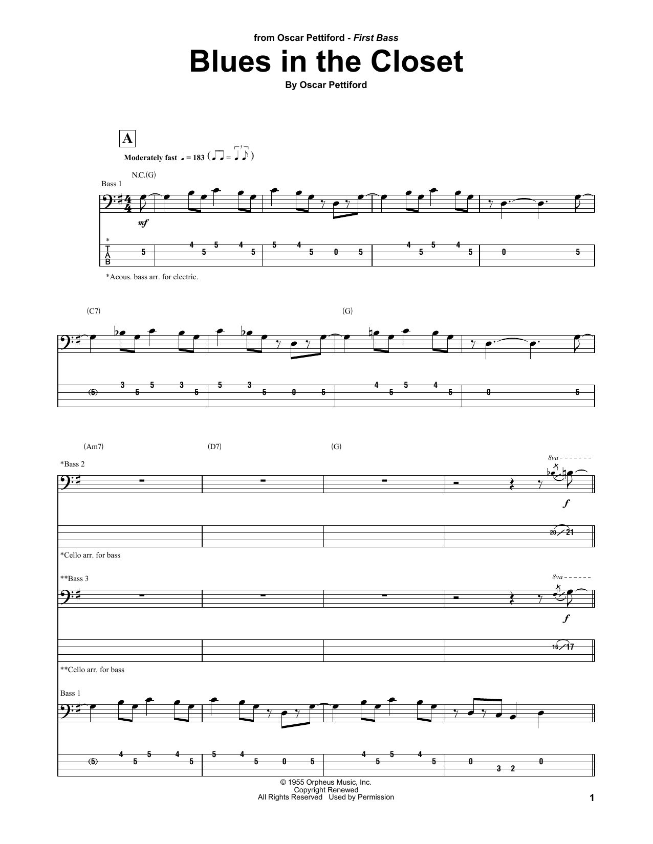 Produktgalerie: Seite 1 von 1 Blues In The Closet, Oscar Pettiford, E-Bass