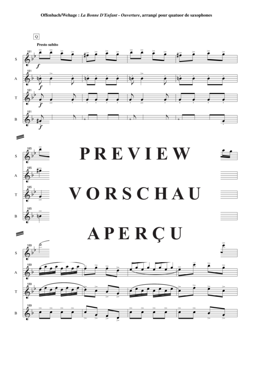 Product gallery: Page 18 of 21 Overture to  La Bonne d´Enfant , , (Saxophone Quartet)