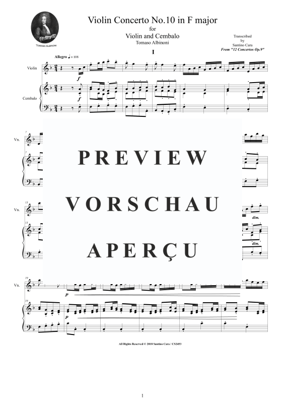 Product gallery: Page 2 of 11 Violin Concerto No.10 in F major Op.9, , Violin and Harpsichord