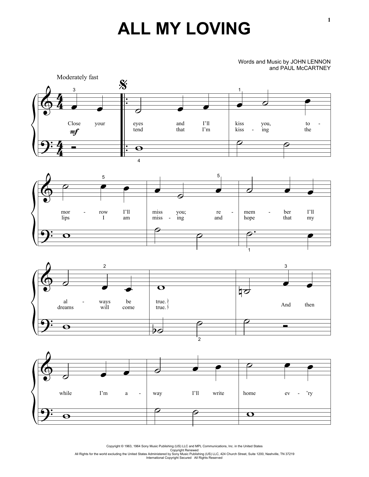 Product gallery: Page 1 of 1 All My Loving, The Beatles