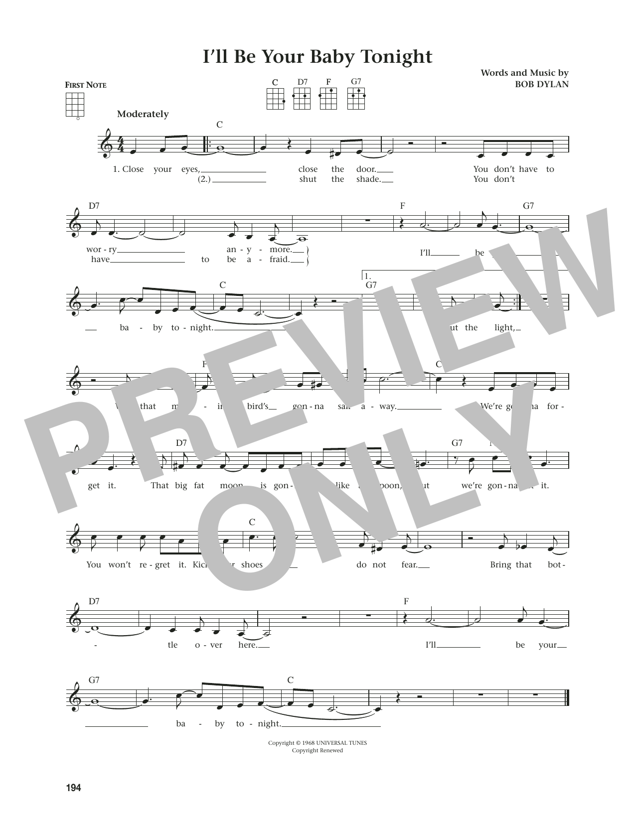 Produktgalerie: Seite 1 von 1 I'll Be Your Baby Tonight (from The Daily Ukulele) (arr. Jim Beloff), Bob Dylan, Ukulele