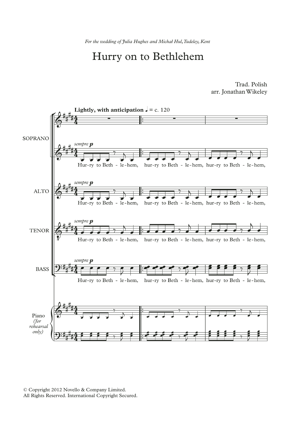 Product picture to: Hurry On To Bethlehem (arr. Jonathan Wikeley)