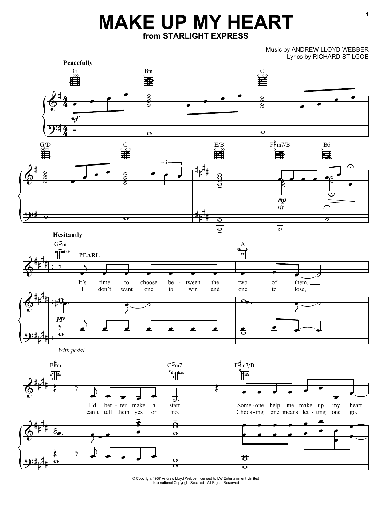 Produktgalerie: Seite 1 von 1 Make Up My Heart (from Starlight Express), Andrew Lloyd Webber, Gesang, Gitarre, Klavier