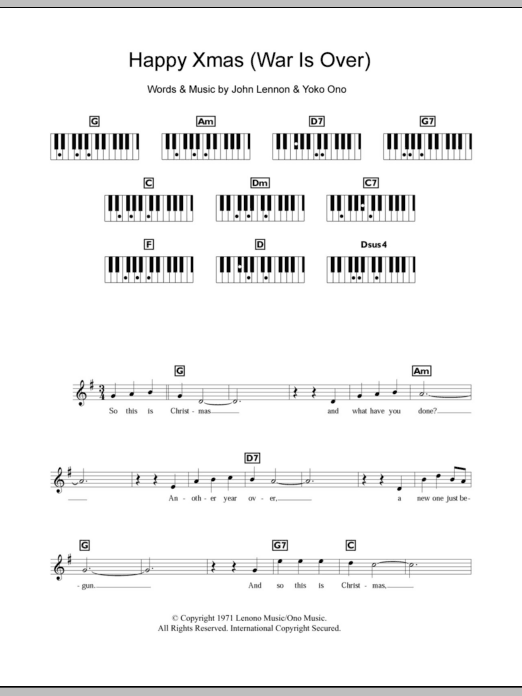 Produktgalerie: Seite 1 von 1 Happy Xmas (War Is Over), John Lennon, Klavier