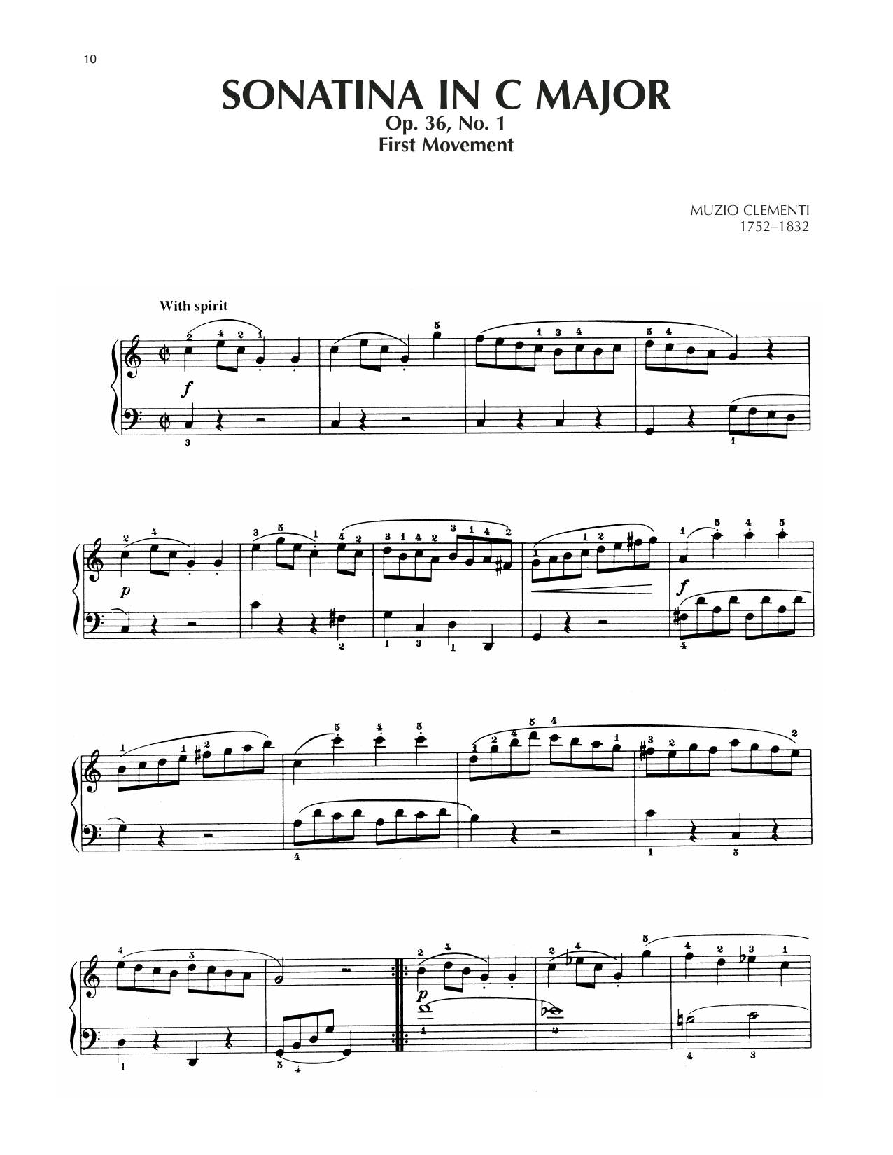 Product gallery: Page 1 of 1 Spiritoso, Sonatina In C Major, Op. 36, No. 1, Muzio Clementi