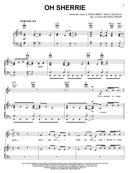 Produktgalerie: Seite 1 von 1 Oh Sherrie, Steve Perry, Gesang, Gitarre, Klavier