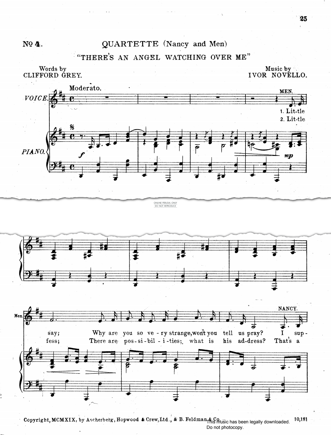 gallery: There's An Angel Watching Over Me (from 'Who's Hooper?'), Ivor Novello, Gesang, Klavier