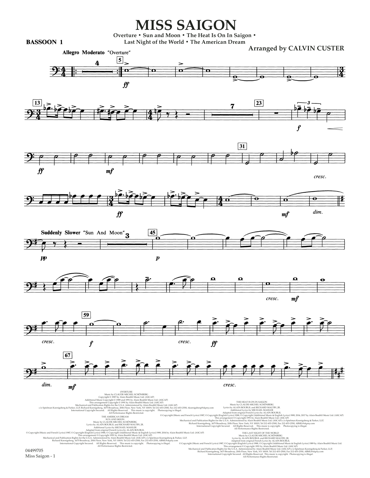 Produktbild zu: Miss Saigon (arr. Calvin Custer) - Bassoon 1