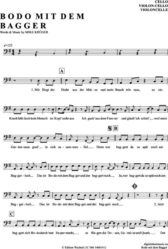 Produktgalerie: Seite 1 von 4 Bodo Mit Dem Bagger , Krüger, Mike, (Violon-Cello)