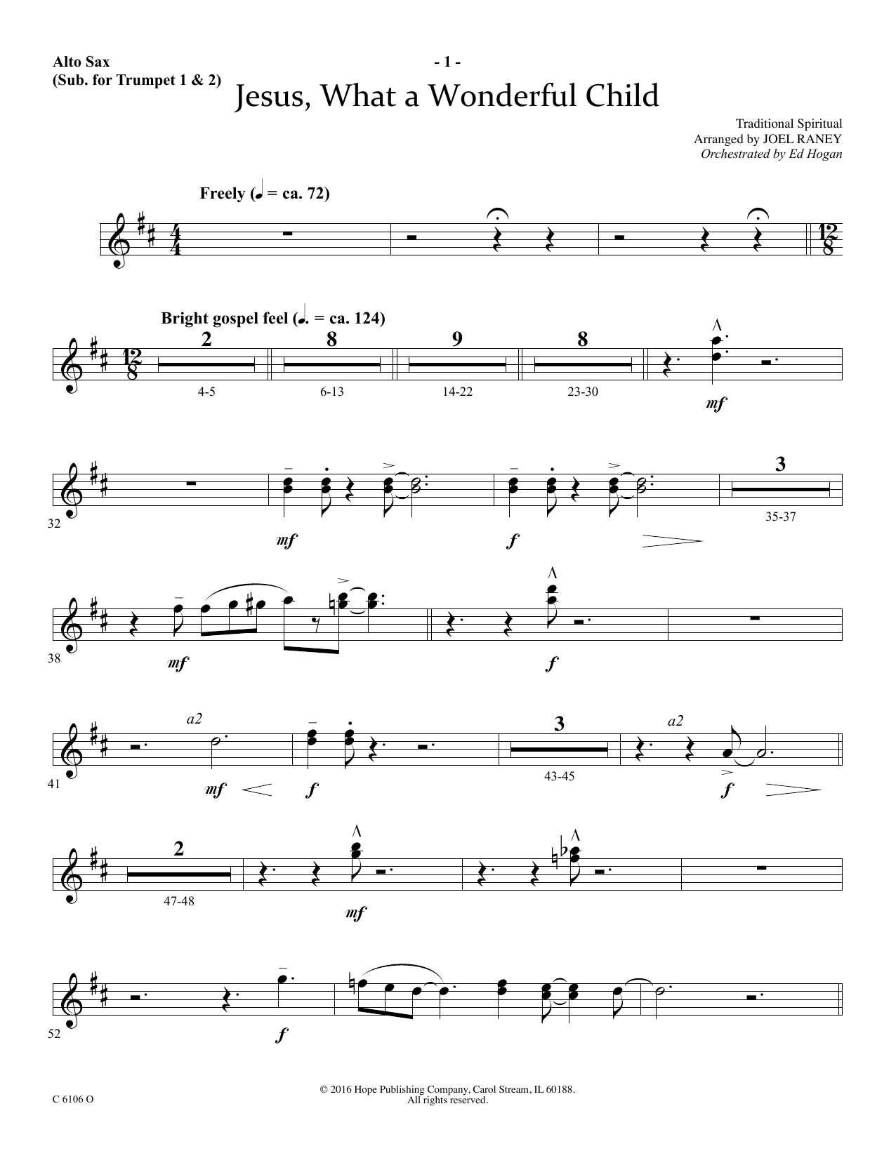 Product picture to: Jesus, What a Wonderful Child - Alto Sax (sub. Trumpet 2)